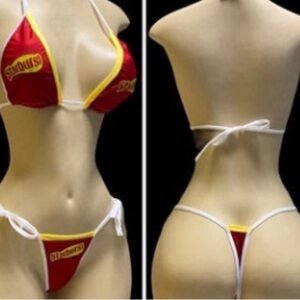 NWOT Sexy Skimpy Starburst Candy Triangle Top Legal Thong Bottom Stripper Bikini